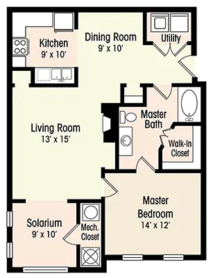 The Dogwood Floor Plan Luxury One Bedroom Apartment in Lynchburg, VA
