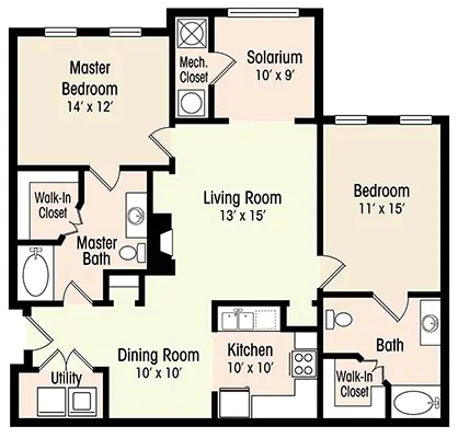 The Magnolia Floor Plan Luxury Two Bedroom Apartment in Lynchburg, VA
