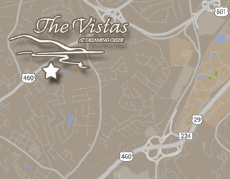 Vistas Apartments in Lynchburg Map